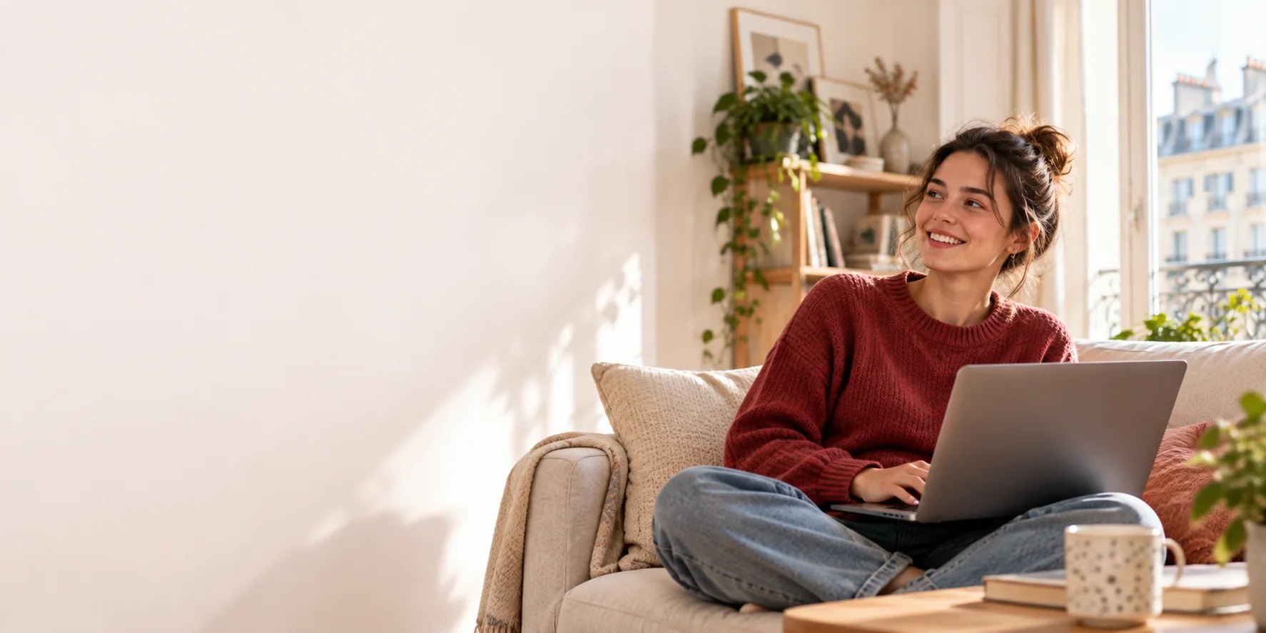 Jeune femme préparant son projet de colocation