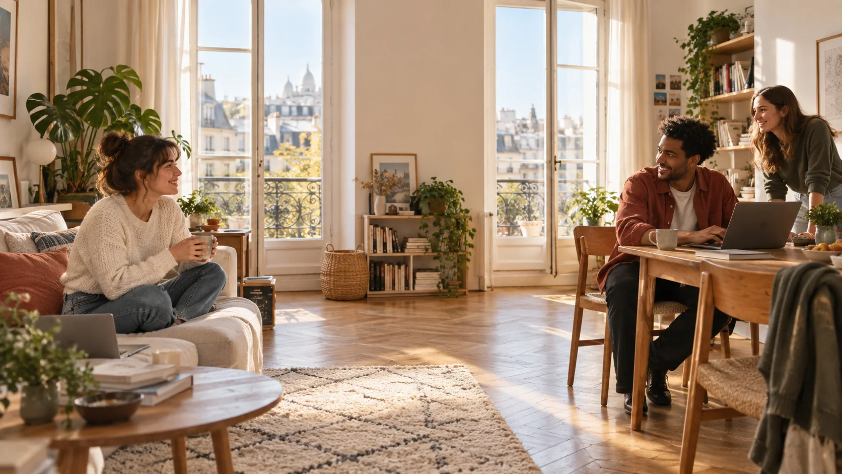 Colocataires réunis dans un appartement lumineux